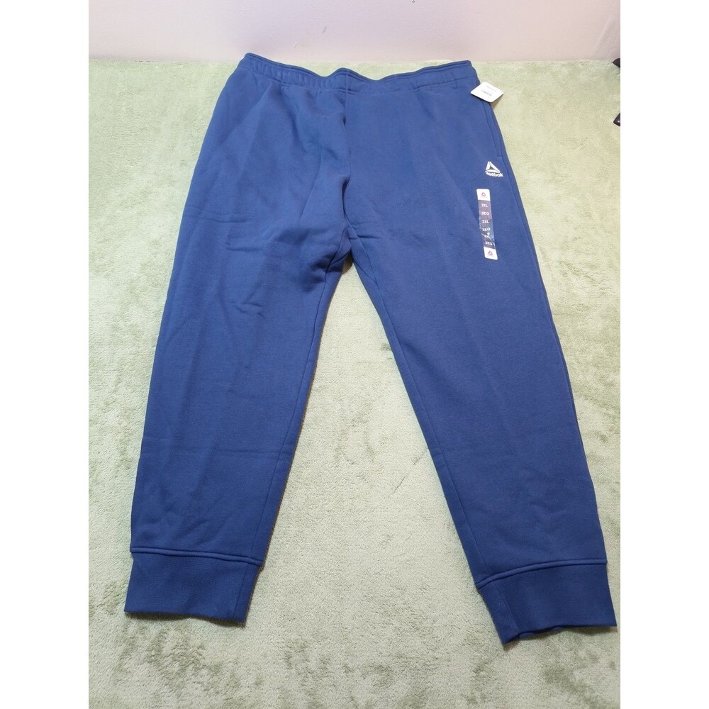 Reebok Mens 3XL Blue Joggers NWT Cotton Fleece Slim Tapered Sweatpants Big & Tal